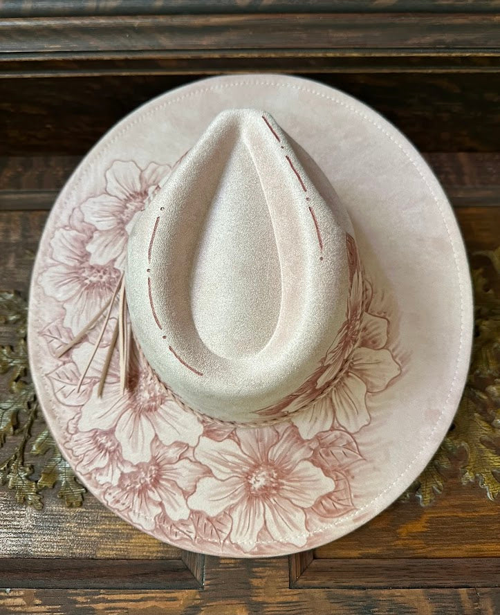 Pretty in Pink Suede Burnt Hat
