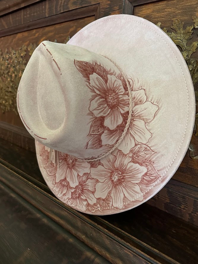 Pretty in Pink Suede Burnt Hat