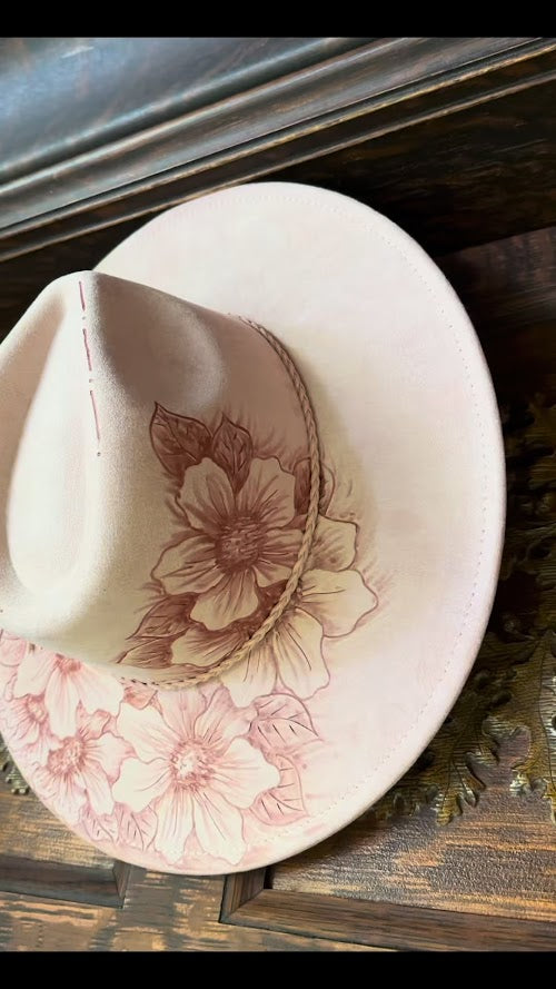 Pretty in Pink Suede Burnt Hat