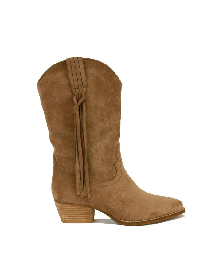 Blank Faux Suede Tall Cowboy Boots