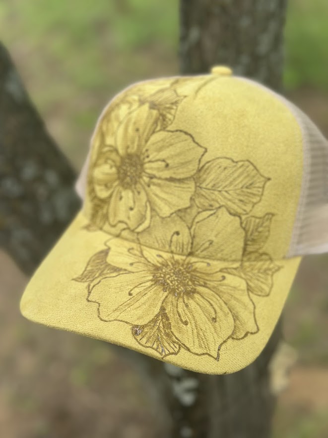 Sunshine Yellow Trucker with Flowers