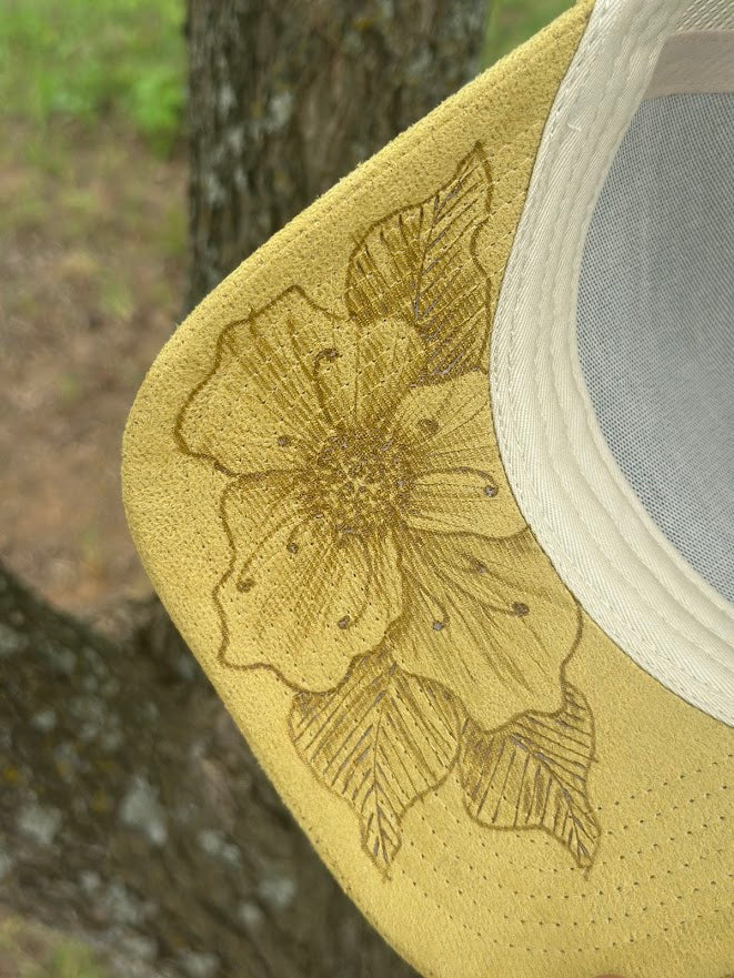 Sunshine Yellow Trucker with Flowers