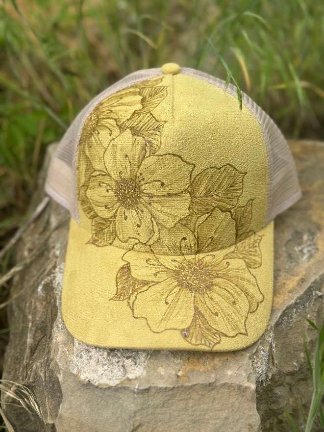 Sunshine Yellow Trucker with Flowers
