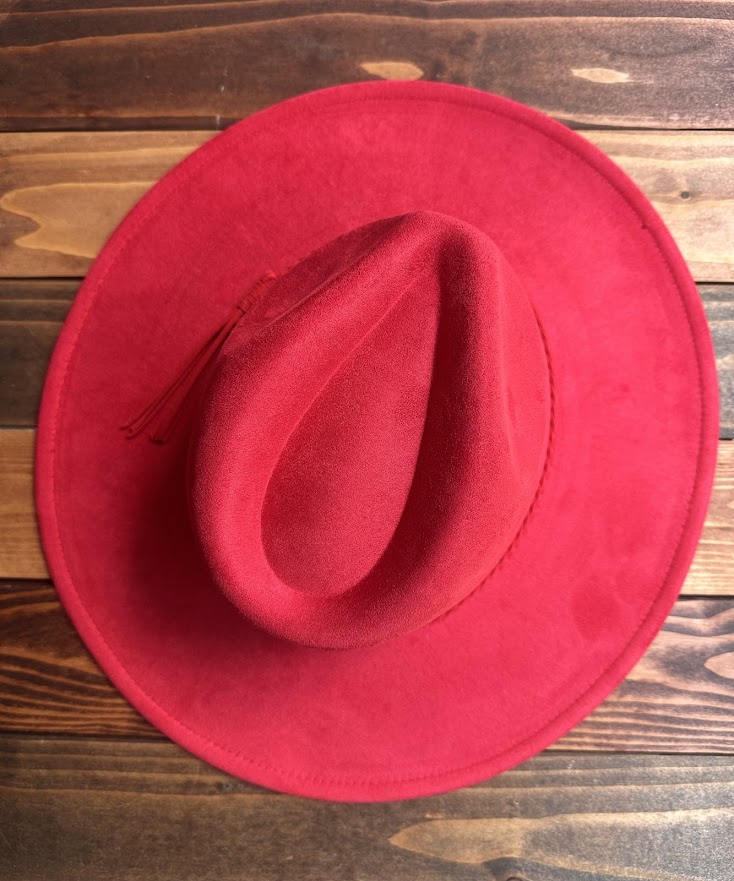 Red hat on a wooden surface