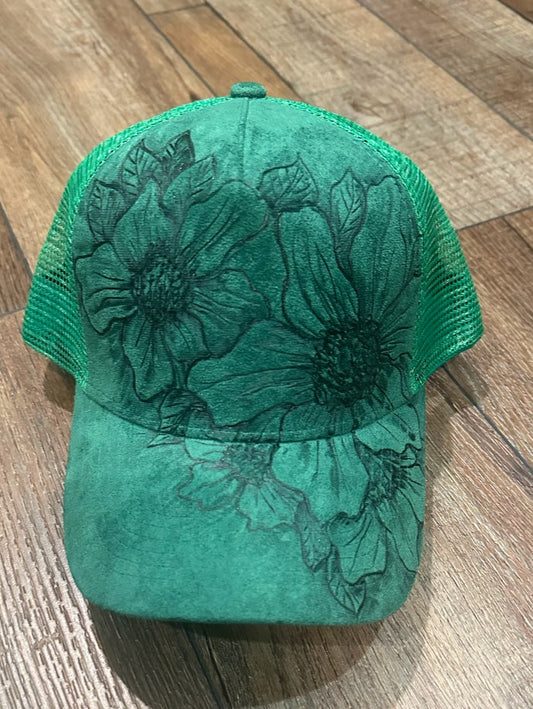 Green Floral Trucker Hat