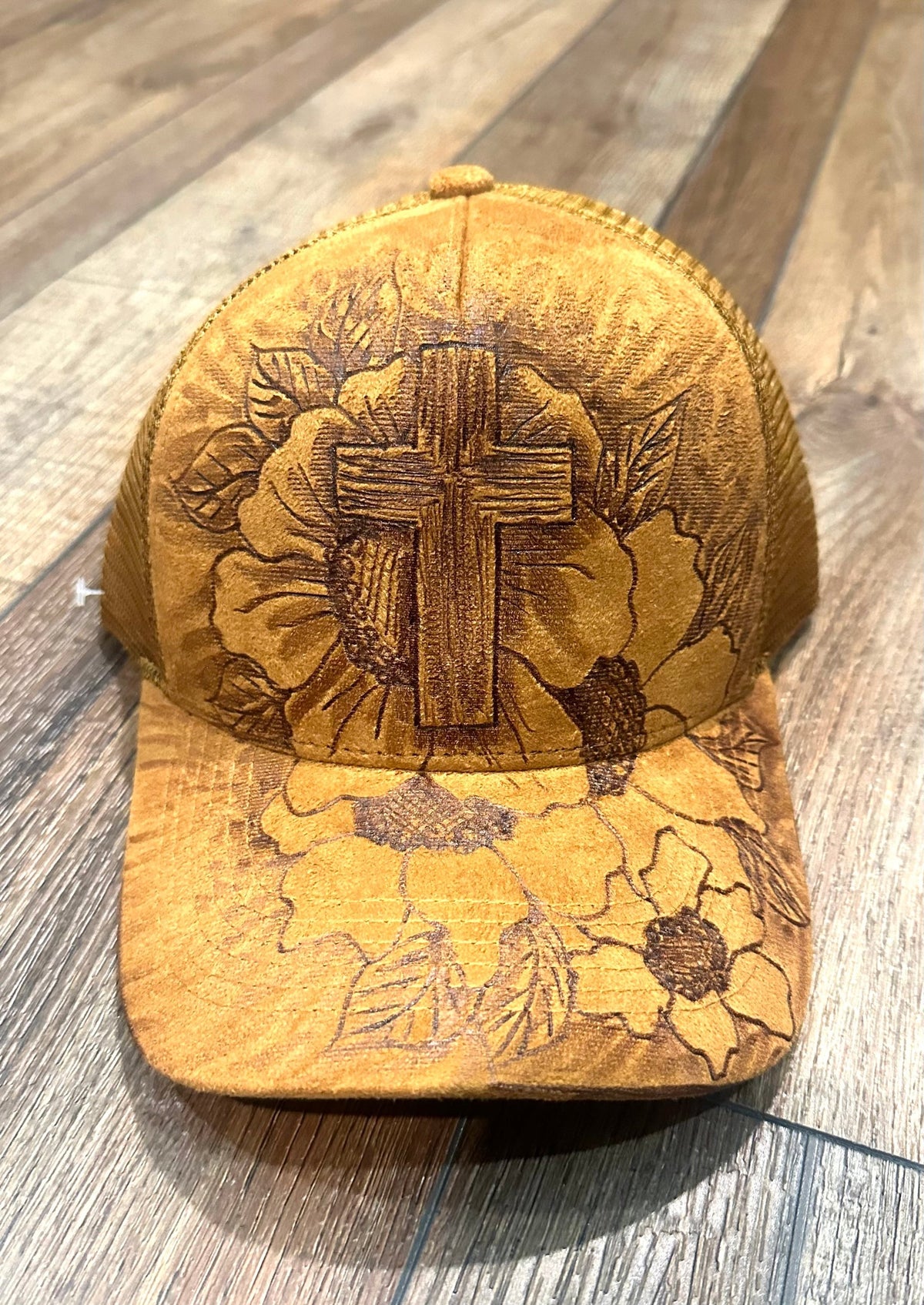 New Custom Designed Washed Brown Baseball Cap with Cowboy Boot & Flowers ARIAT Women main image 2
